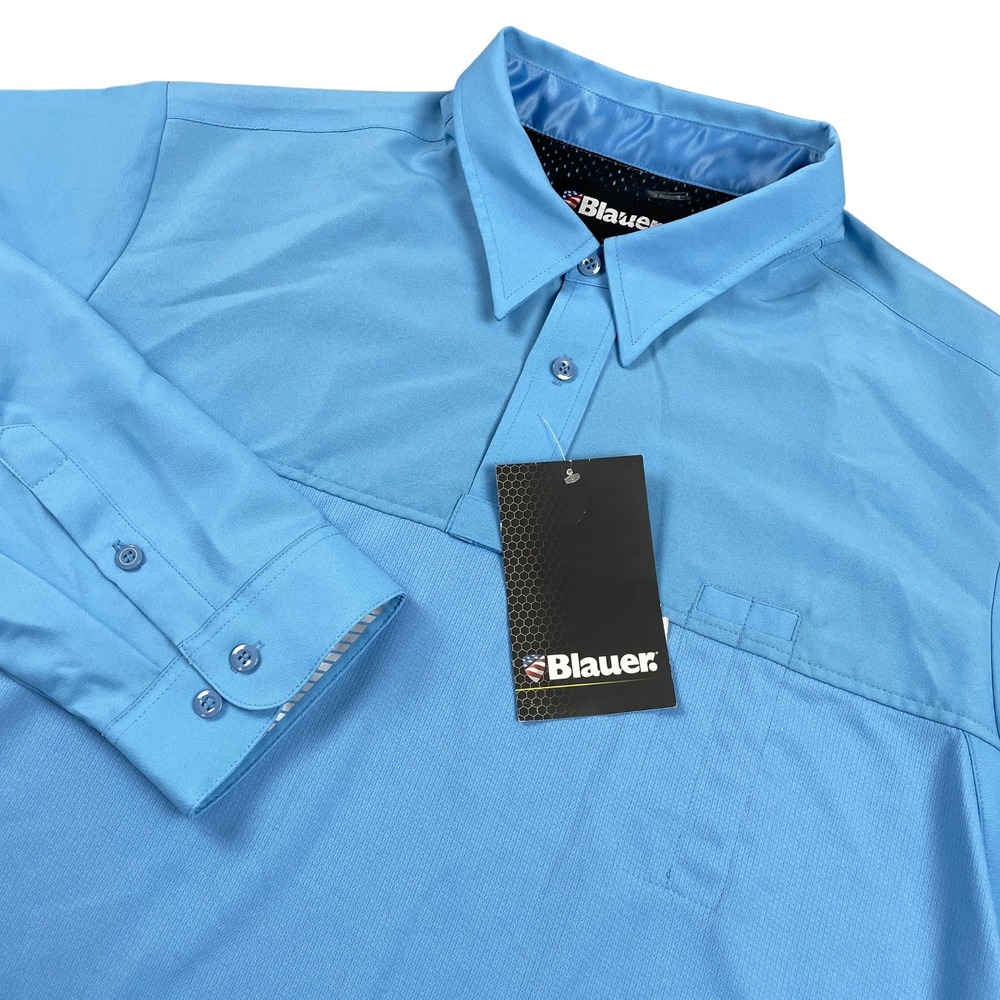 Blauer 8371 Mens 2XL 37 LS Poly ArmorSkin Base Shirt Medium Blue Uniform NWT